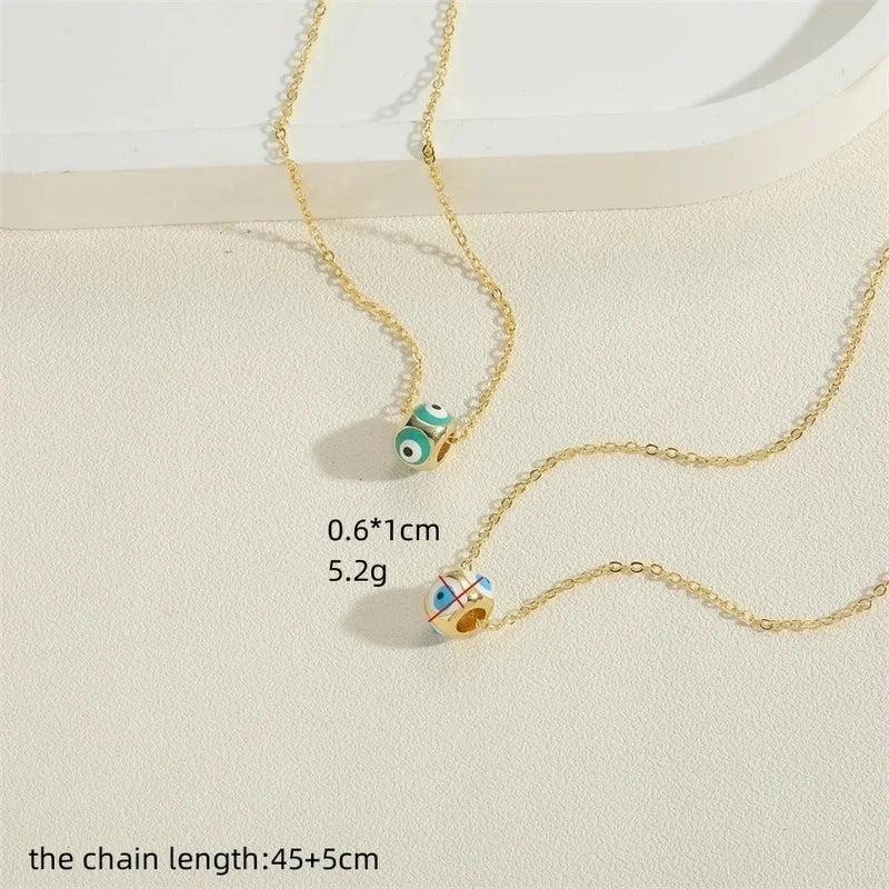 Copper Enamel Devil\'s Eye Pendant Necklace