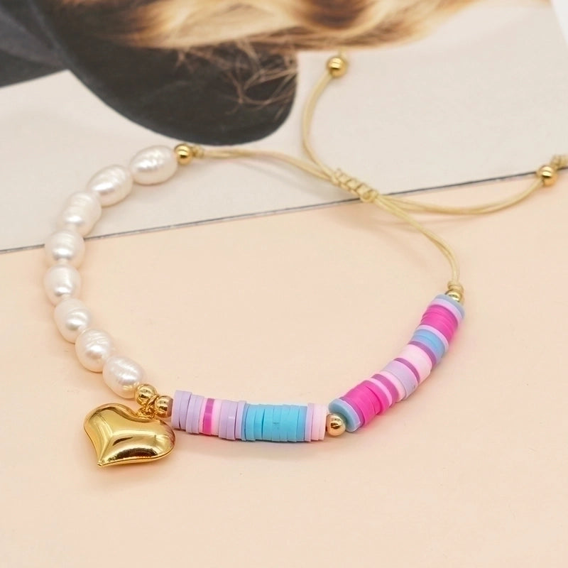 Artificial Crystal Freshwater Pearl Copper Beaded Braid Pentagram Bracelets