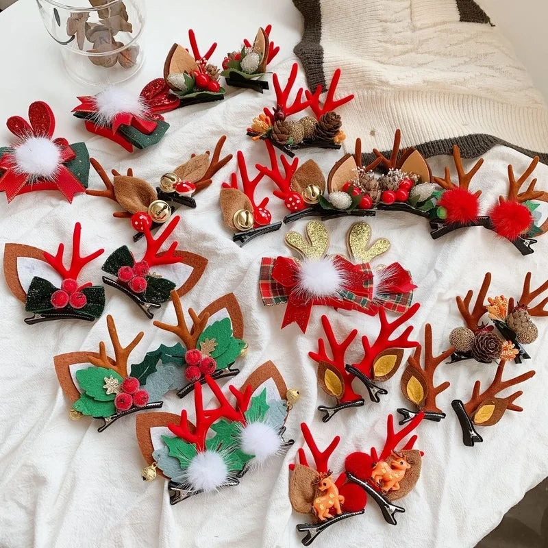 Christmas Cute Women's Christmas Tree Santa Claus Snowman Sequins Plush Hair Clip