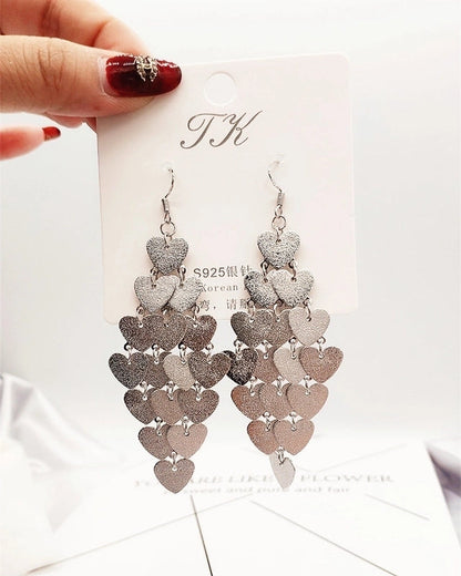 2 Pieces Elegant Star Tassel Heart Shape Inlay Alloy Artificial Pearls Rhinestones Glass Earrings