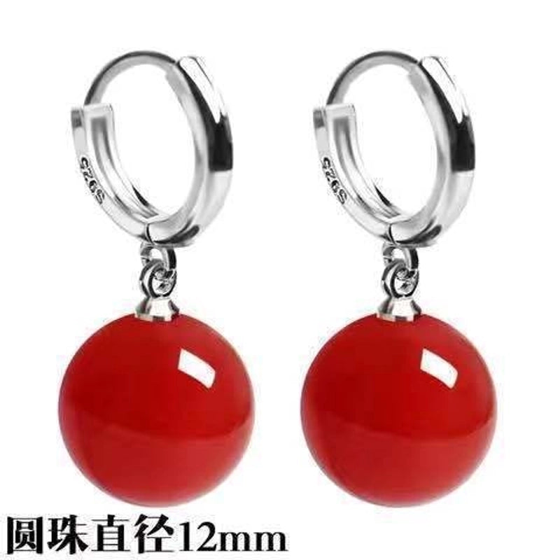 1 Pair Elegant Round Agate Drop Earrings