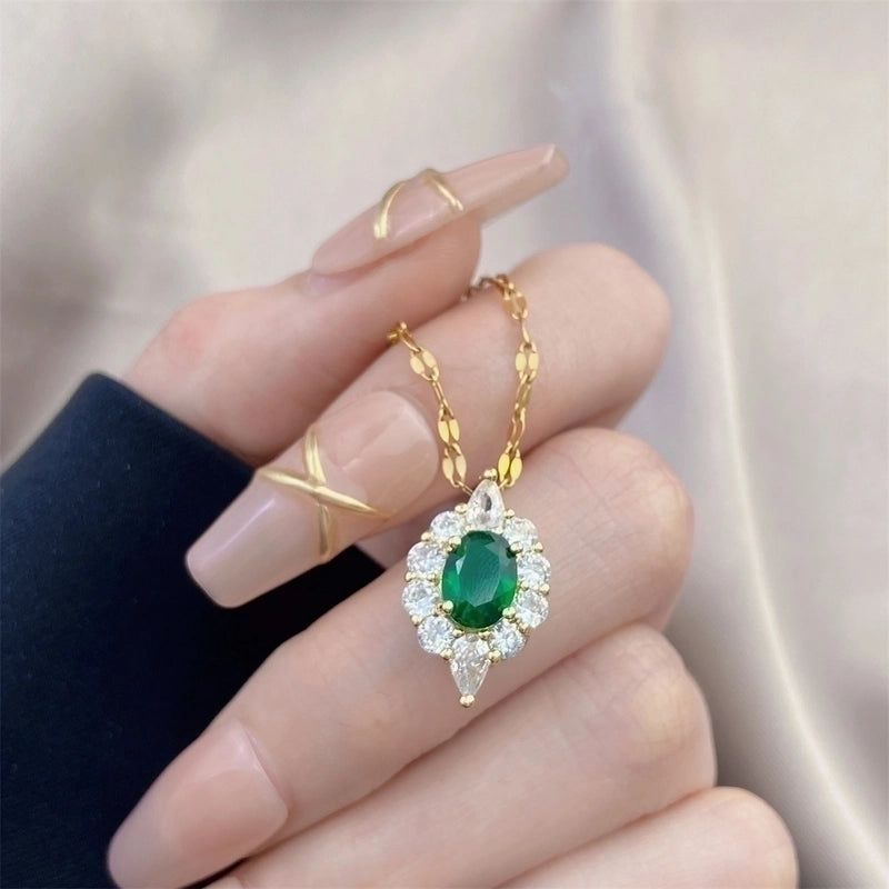 Minimalist Bow Knot Titanium Steel Copper Inlay Rhinestones Pendant Necklace