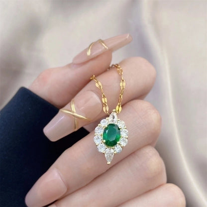 Minimalist Bow Knot Titanium Steel Copper Inlay Rhinestones Pendant Necklace