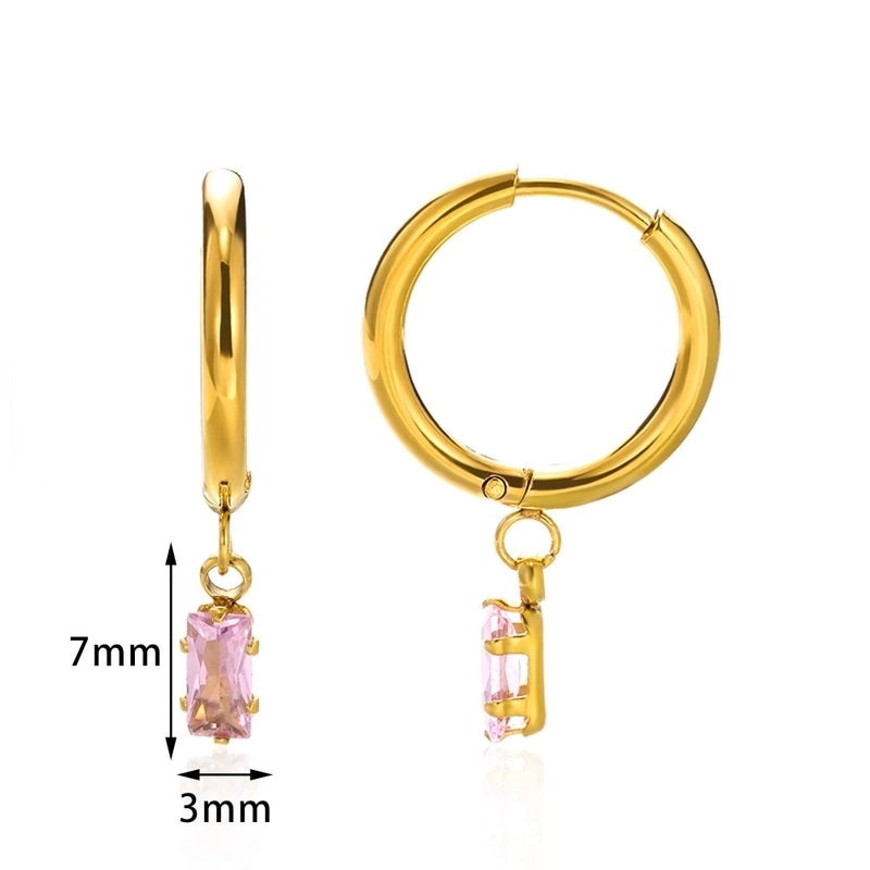 1 Pair Elegant Streetwear Geometric Plating 304 Stainless Steel Zircon Drop Earrings