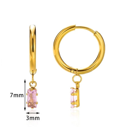 1 Pair Elegant Streetwear Geometric Plating 304 Stainless Steel Zircon Drop Earrings