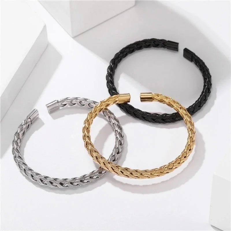 Minimalist Solid Color Stainless Steel Plating Gold Plated Bangle