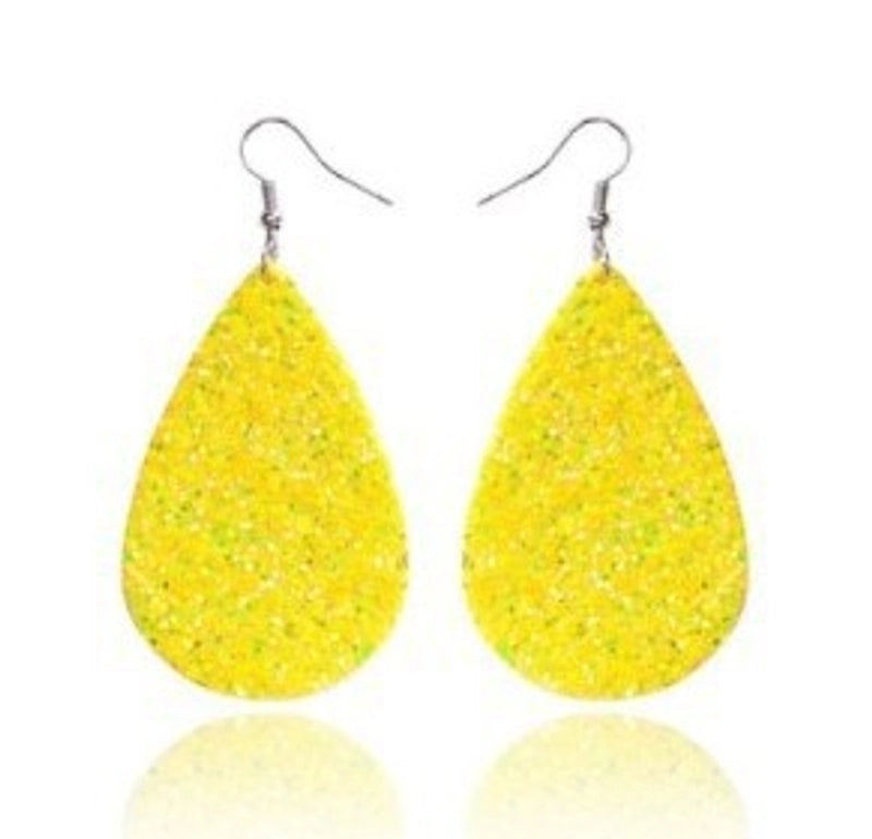 Christmas Leather Pu Sequined Water Drop Earrings