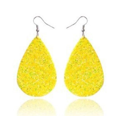 Christmas Leather Pu Sequined Water Drop Earrings