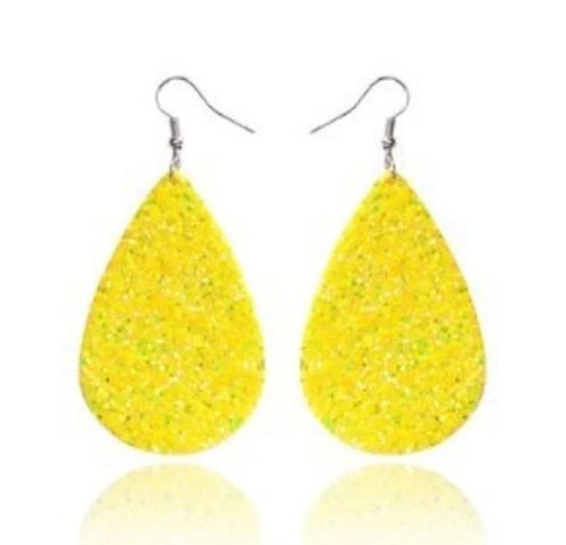 Christmas Leather Pu Sequined Water Drop Earrings