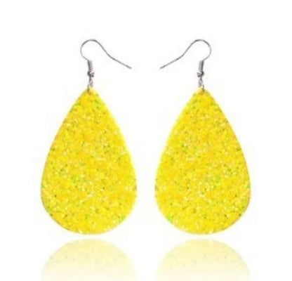 Christmas Leather Pu Sequined Water Drop Earrings
