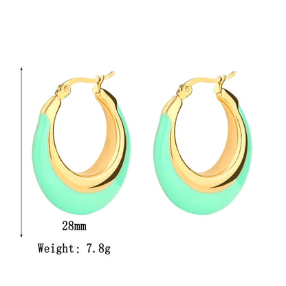 1 Pair Elegant Vintage Style Luxurious Geometric Epoxy 304 Stainless Steel Gold Plated Earrings