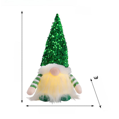 Christmas Decoration Christmas Sequin Lighted Rudolph Doll Christmas Glowing Faceless Gnome Doll Ornament