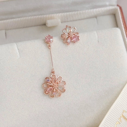 1 Pair Elegant Lady Streetwear Water Droplets Heart Shape Flower Hollow Out Inlay Steel Imitation Pearl Zircon Drop Earrings