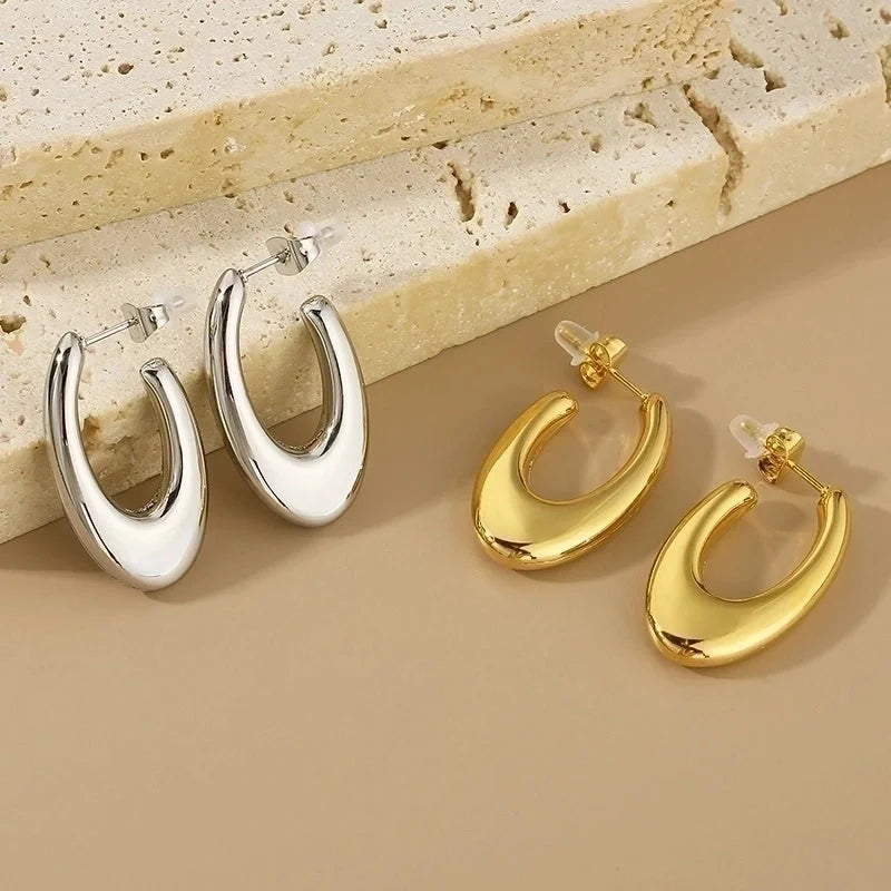1 Pair Minimalist Geometric 304 Stainless Steel 18K Gold Plated Earrings Ear Studs
