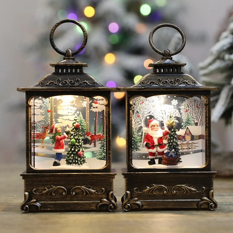 Cross-border New Christmas Square Flat Interior Wind Light Santa Claus Christmas Tree Party Gift Interior Light