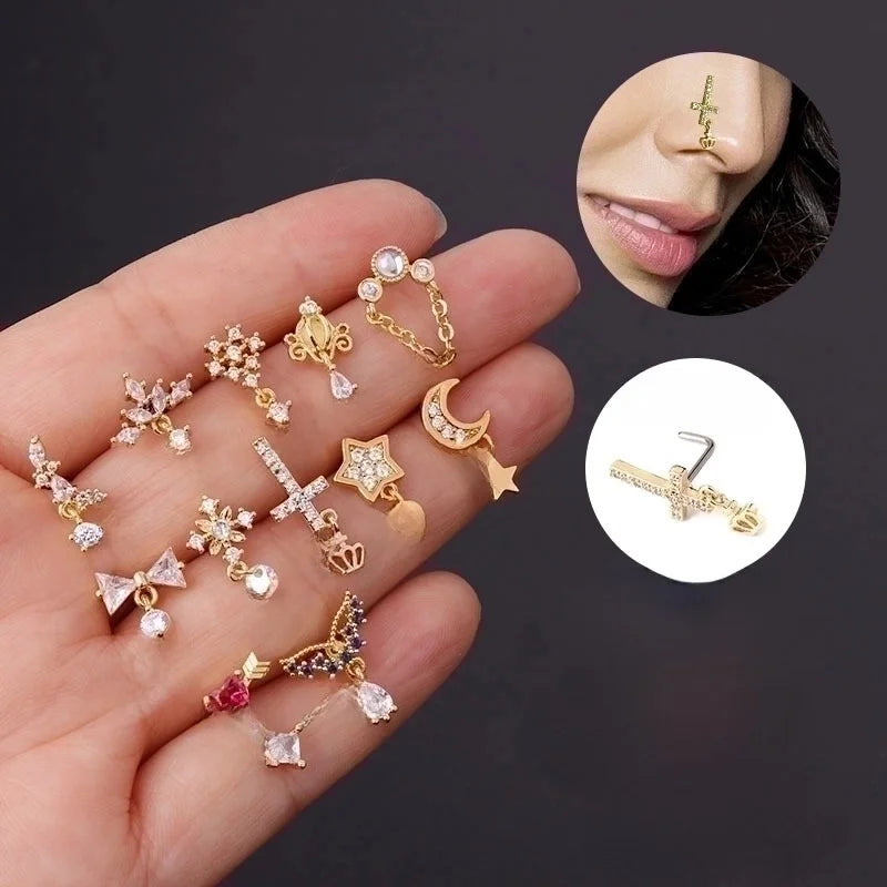 Nose Rings & Studs Fashion Geometric 316L Stainless Steel Copper Plating