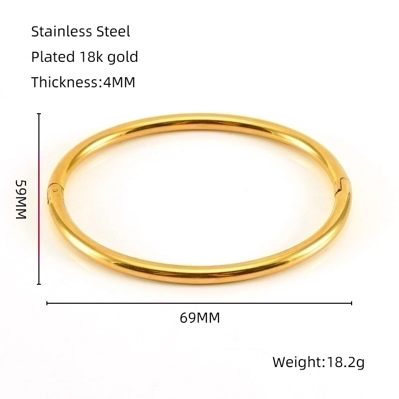 Minimalist Solid Color Stainless Steel 18K Gold Plated Titanium Steel Bangle In Bulk