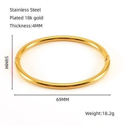 Minimalist Solid Color Stainless Steel 18K Gold Plated Titanium Steel Bangle In Bulk