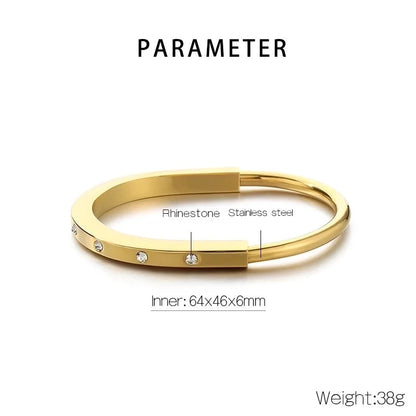 5 Pieces Minimalist Solid Color 304 Stainless Steel 18K Gold Plated Bangle In Bulk