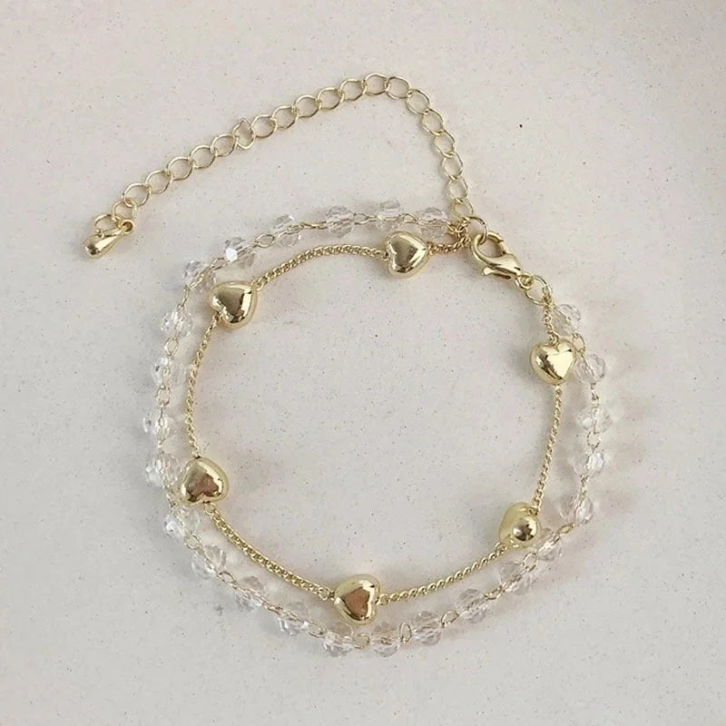 Opal Rhinestone Moon Star Zircon Pullable Adjustable Copper Bracelet