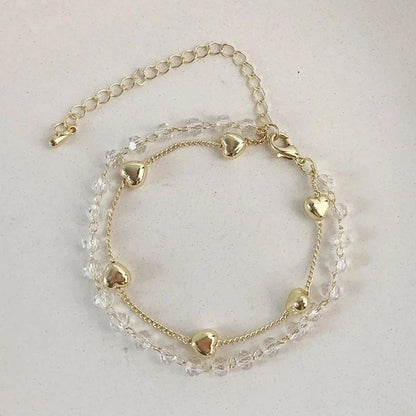 Opal Rhinestone Moon Star Zircon Pullable Adjustable Copper Bracelet