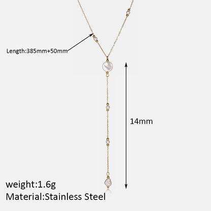 304 Stainless Steel 18K Gold Plated Minimalist Classic Style Plating Inlay Solid Color Artificial Pearls Necklace