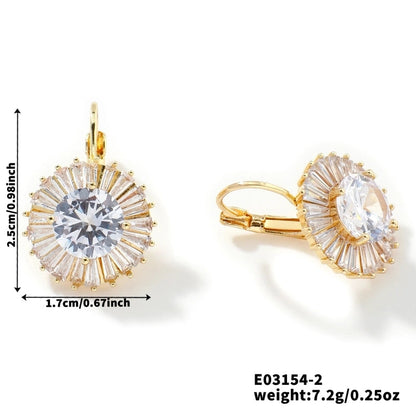 1 Pair Glam Shiny Korean Style Round Inlay Copper Zircon K Gold Plated Rhodium Plated Ear Clip