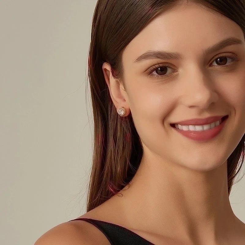 1 Pair Minimalist Flower Plating Inlay Copper Zircon 18k Gold Plated Ear Studs