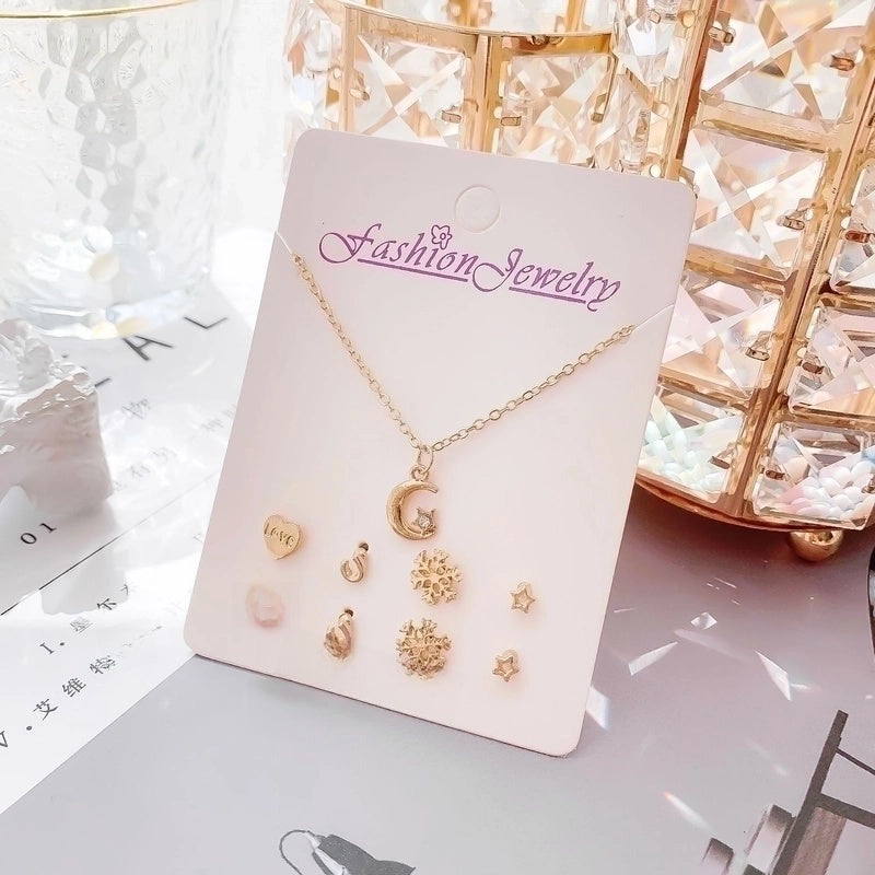 New Crystal Christmas Clavicle Chain Alloy Short Necklace Earring Set
