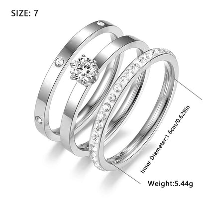 Elegant Minimalist Solid Color Stainless Steel Plating Inlay Zircon 18k Gold Plated Rose Gold Plated White Gold Plated Rings