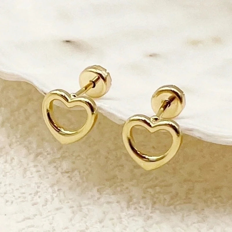 1 Pair Basic Minimalist Star Moon Heart Shape Plating 304 Stainless Steel 14K Gold Plated Ear Studs
