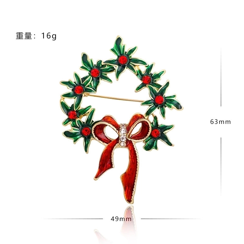 2 Pieces Ethnic Style Pin Christmas Tree Letter Wreath Imitation Pearl Alloy Rhinestone Enamel Unisex Brooches