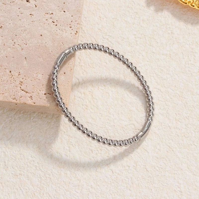 Minimalist Classic Style Geometric 304 Stainless Steel Silver Plated Bangle In Bulk