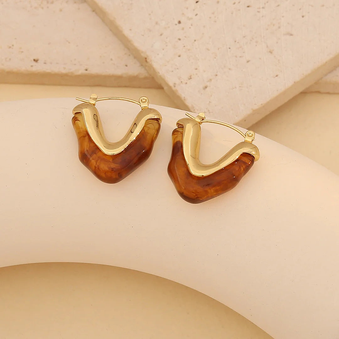 Fashion U-Shape Stainless Steel Electroplating Stud Earrings