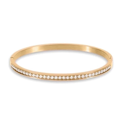 Retro Solid Color Titanium Steel 18k Gold Plated Zircon Bangle