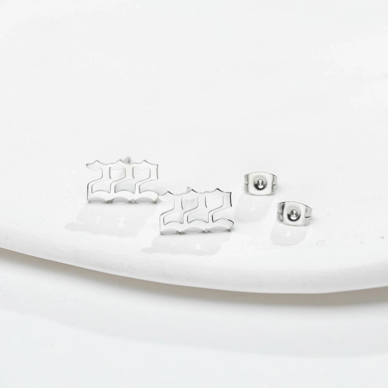 1 Pair Minimalist Number Plating Hollow Out 304 Stainless Steel 18K Gold Plated Ear Studs