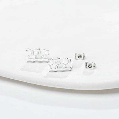 1 Pair Minimalist Number Plating Hollow Out 304 Stainless Steel 18K Gold Plated Ear Studs
