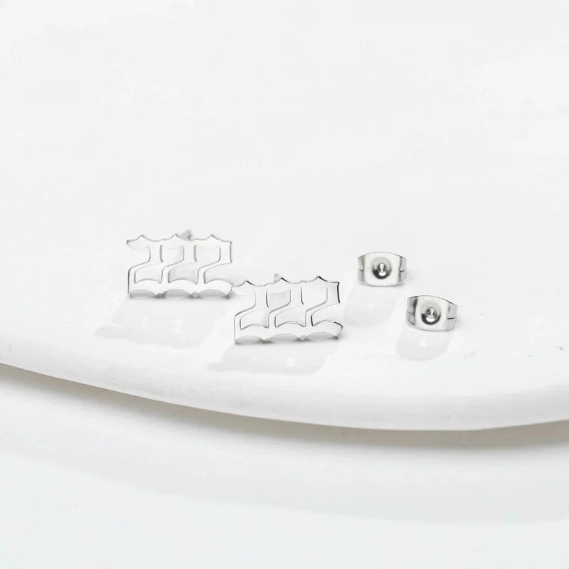 1 Pair Minimalist Number Plating Hollow Out 304 Stainless Steel 18K Gold Plated Ear Studs