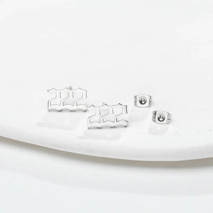 1 Pair Minimalist Number Plating Hollow Out 304 Stainless Steel 18K Gold Plated Ear Studs