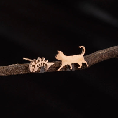 1 Pair Cute Minimalist Dog Cat Flower Polishing Hollow Out 304 Stainless Steel 18K Gold Plated Ear Studs