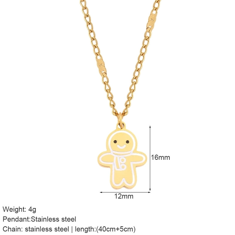 Nordic Style Classic Style Gingerbread Moon 316L Stainless Steel Plating Pendant Necklace