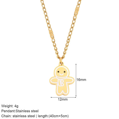 Nordic Style Classic Style Gingerbread Moon 316L Stainless Steel Plating Pendant Necklace