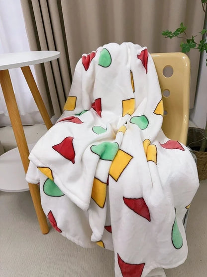 In Stock | Style Autumn And Winter Thickened Cartoon Crayon Small New Flannel Casual Plush Blanket Dormitory Bed Sheet
