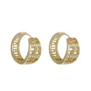 1 Pair Minimalist Commute Geometric Round Plating Inlay Copper Artificial Gemstones 14K Gold Plated Platinum Plated Hoop Earrings
