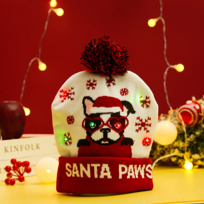 Christmas Decoration Knitted Christmas Hat LED Light Cap Adult And Children Cartoon Glowing Christmas Hat Christmas Hat For The Elderly