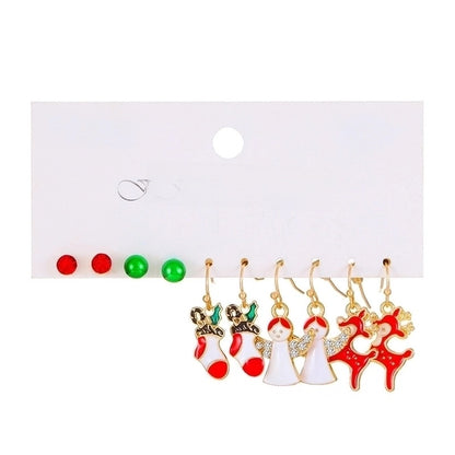 Cartoon Style Cute Classic Style Christmas Tree Santa Claus Bell Alloy Stoving Varnish Plating Inlay Rhinestones Zircon 18k Gold Plated Silver Plated Christmas Women's Jewelry Set