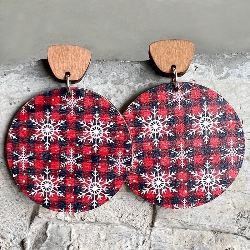 1 Pair Minimalist Christmas Tree Wood Drop Earrings