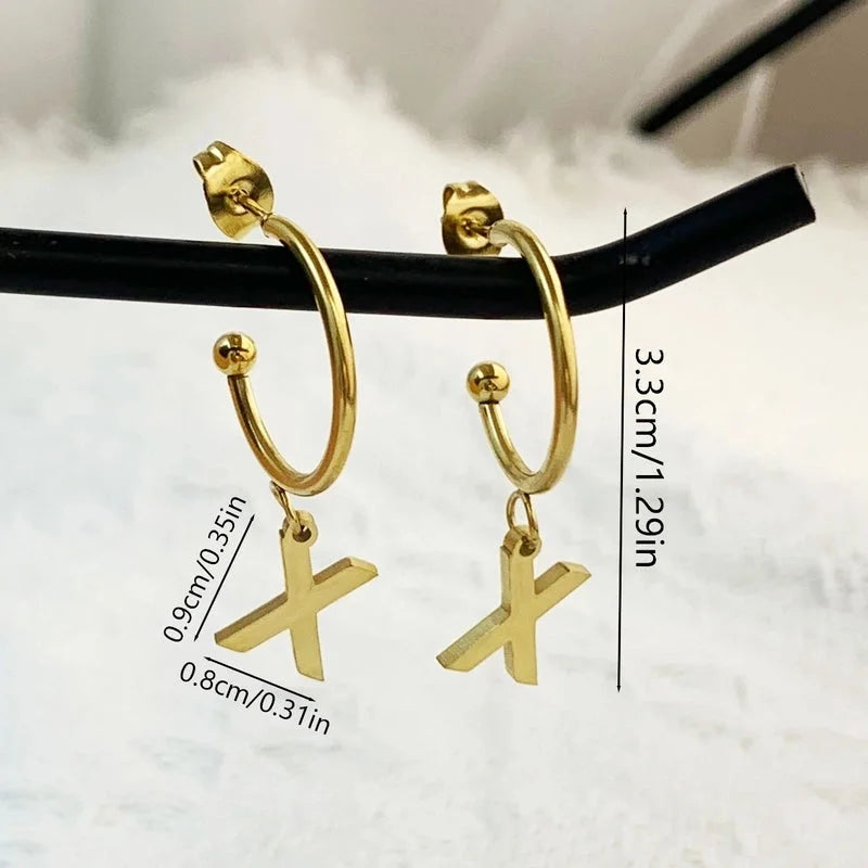1 Pair Minimalist C Shape Letter Plating 304 Stainless Steel 18K Gold Plated Drop Earrings