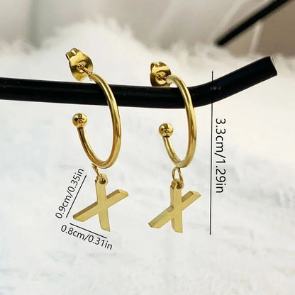 1 Pair Minimalist C Shape Letter Plating 304 Stainless Steel 18K Gold Plated Drop Earrings