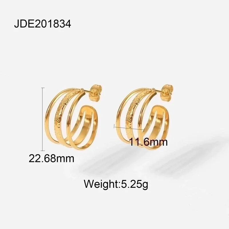 1 Pair Fashion Geometric Gold Plated 304 Stainless Steel Artificial Diamond Earrings